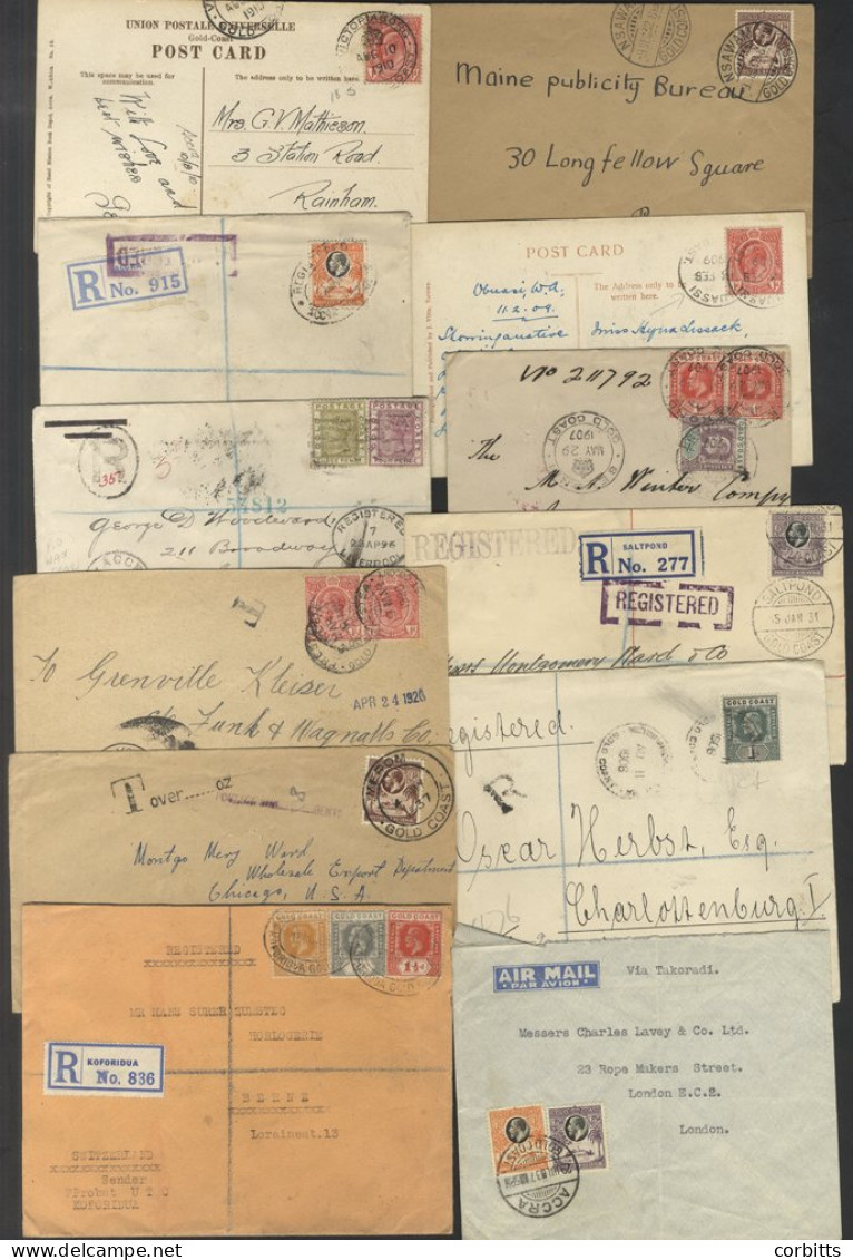 QV-KGV Miscellany Of Covers & Cards Incl. 1896 Reg Cover To The USA Bearing 3d & 4d Adhesives (PO Wax Seal On Reverse),  - Autres & Non Classés