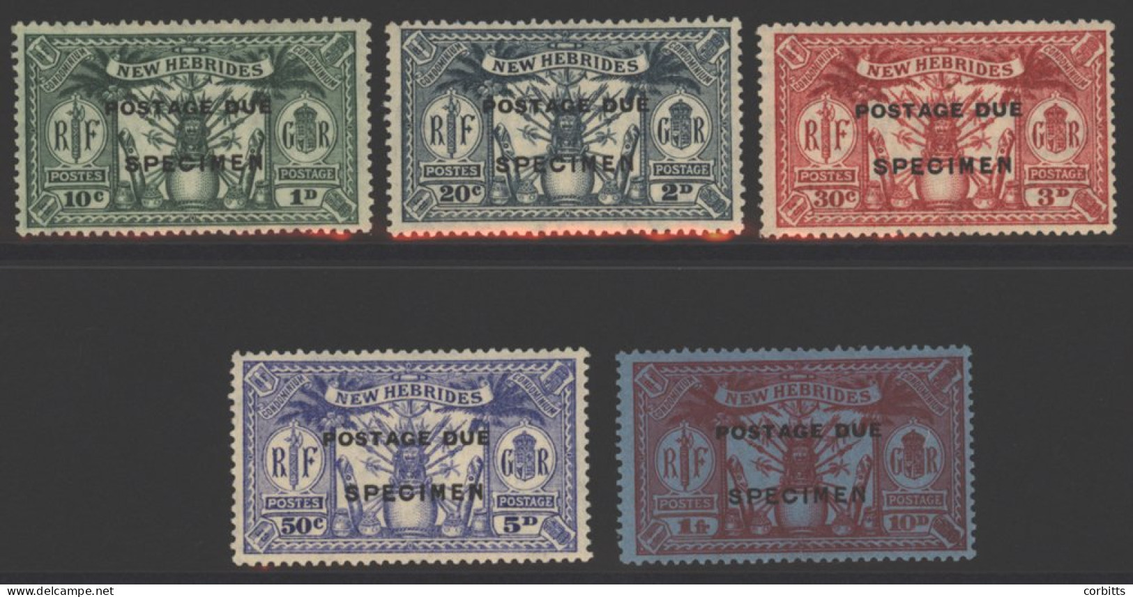 ENGLISH 1925 Postage Due Set Optd SPECIMEN, Fine M, SG.D1s/5s. (5) Cat. £180 - Andere & Zonder Classificatie