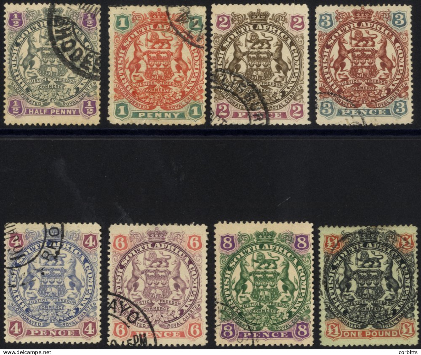 1897 ½d To £1 Arms Set FU, SG.66/73, Cat. £225 (8) - Other & Unclassified