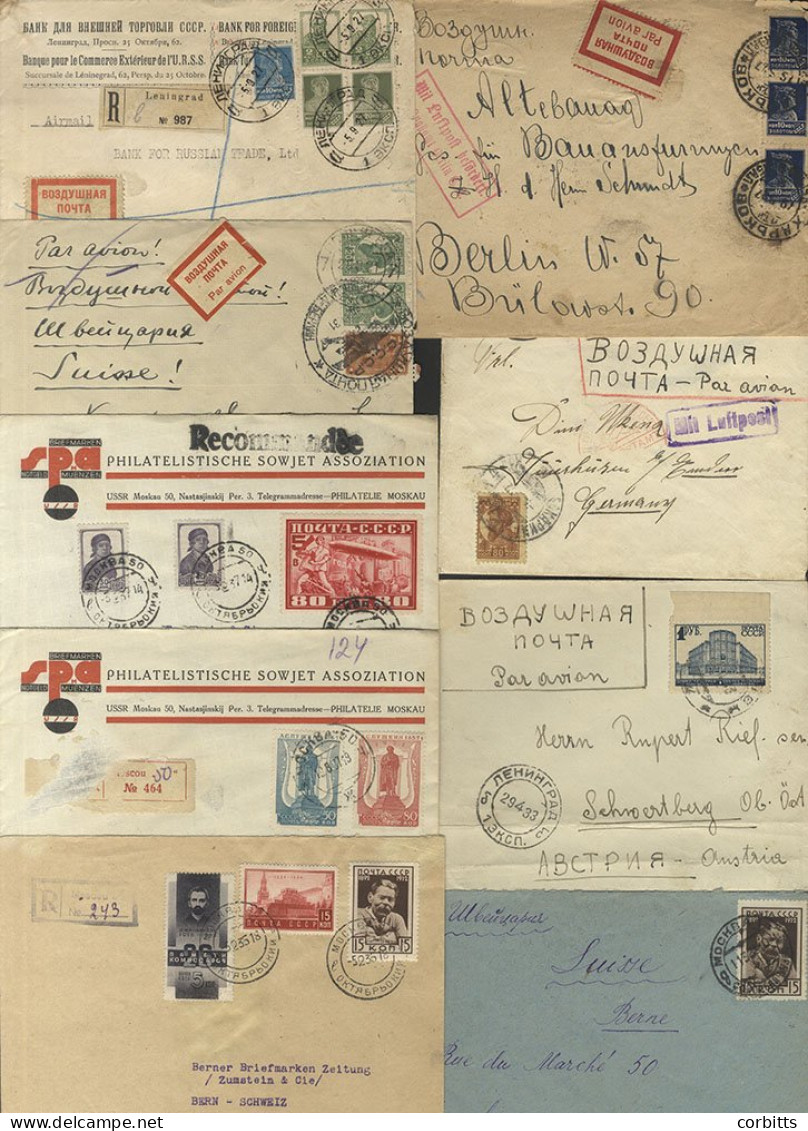 1927-33 Flown Covers (5) To Austria, Germany & Switzerland, Various Frankings Incl. Multiple, Other Covers Incl. Reg (3) - Andere & Zonder Classificatie