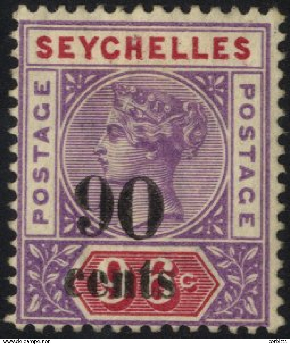 1893 90c On 96c, M Showing The 'wide O' Variety, SG.21a, Cat. £400 (1) - Autres & Non Classés