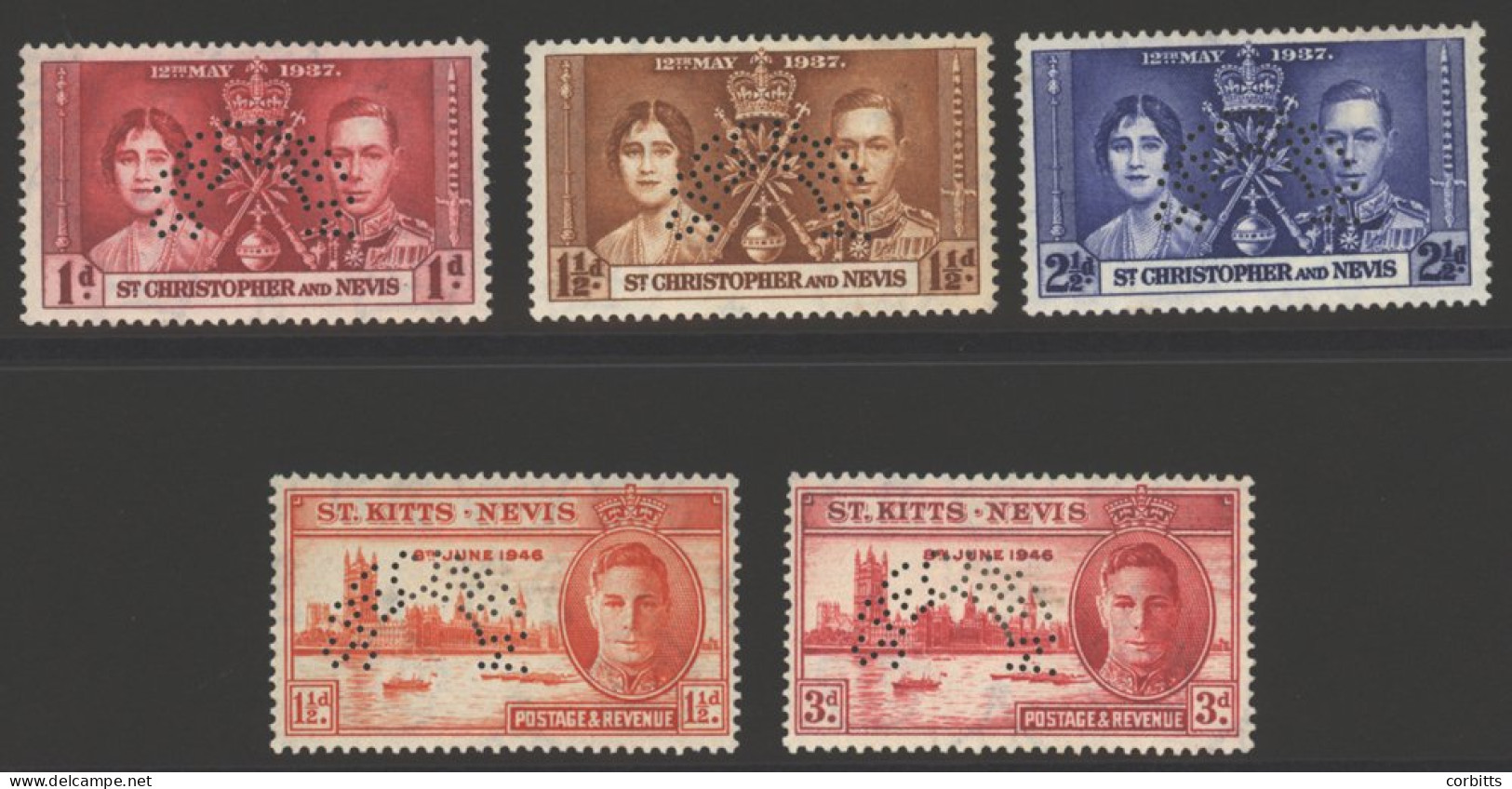 1937 Coronation & 1946 Victory Sets, Perf SPECIMEN, M. (5) Cat. £170 - Other & Unclassified