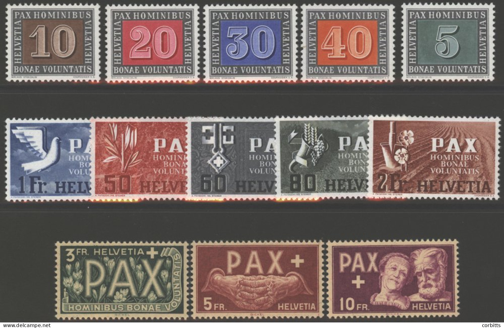 1945 PAX Set UM, SG.447/459. (13) Cat. £275 - Otros & Sin Clasificación