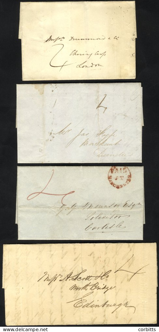 UNIFORM 4d POST 1839 EL's With M/s ‘4’[d] Charges Of The Experimental Period Incl. EL With Red ‘4’ And PAID/AT/MANCHESTE - Other & Unclassified