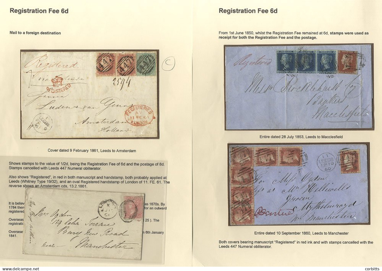 LINE ENGRAVED & SURFACE PRINTED FRANKED REGISTERED MAIL Range With 4th Dec 1849 EL To Nottingham, Franked 1d Red, Tied B - Altri & Non Classificati