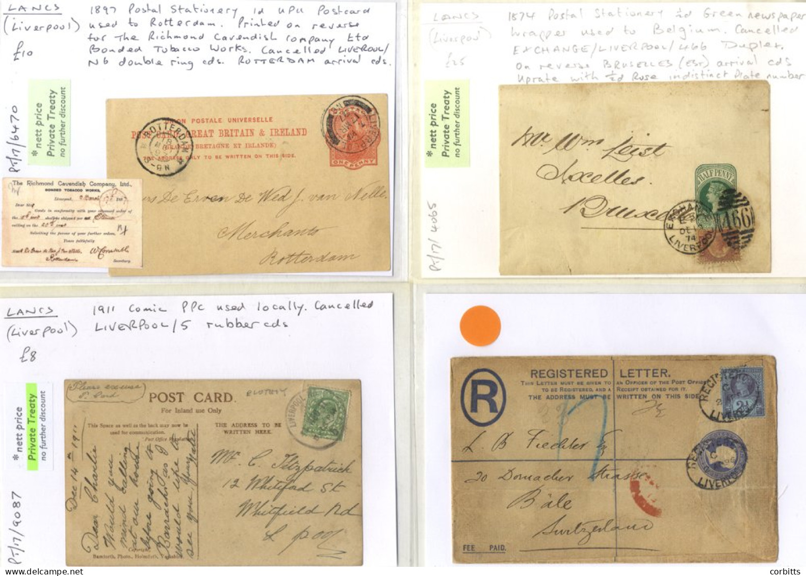 LIVERPOOL QV-QEII With Variety Of Cancellations Incl. 1874 ½d Wrapper Uprated With ½d Bantam And Other Stationery Items  - Sonstige & Ohne Zuordnung