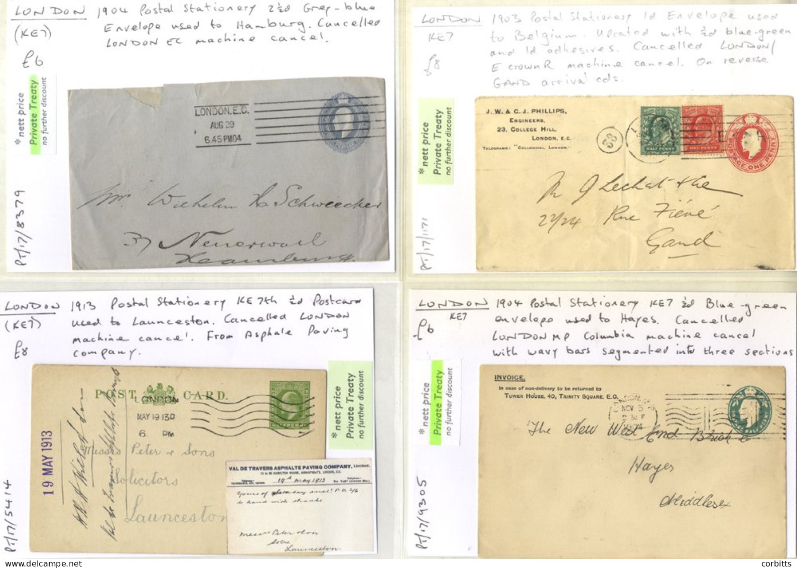 LONDON KEVII Postal Stationery ½d Cards (7) Incl. Uprated, Uprated 1d Letter Card, 1d Postcards (6 Incl. Reply Card), En - Autres & Non Classés