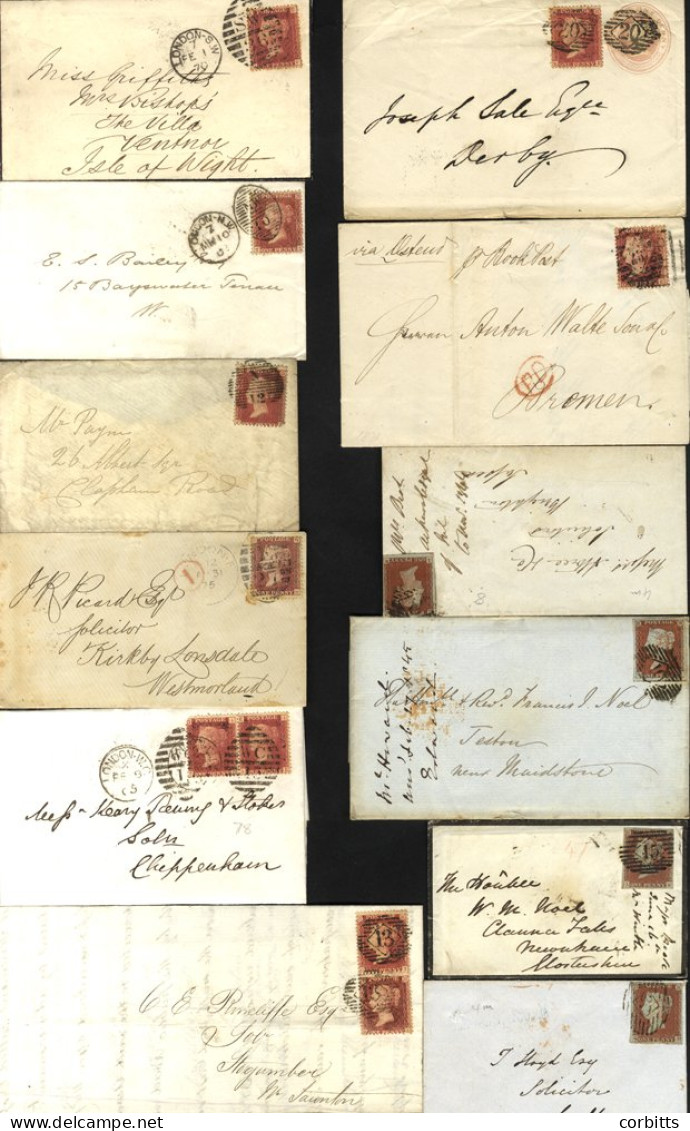 LONDON QV Line Engraved Substantial Bundle Of Covers, Most With Imperf/perf 1d Red Frankings But Incl. 1½d & 2d Examples - Altri & Non Classificati