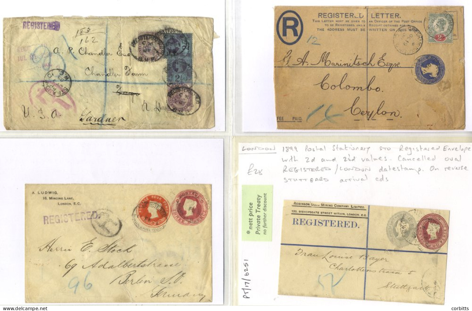 LONDON QV 1884-1900 Covers To Overseas Destinations  Incl. ‘Jubilee’ Frankings (uncommon 2d Rate To Canada Noted), Uprat - Sonstige & Ohne Zuordnung