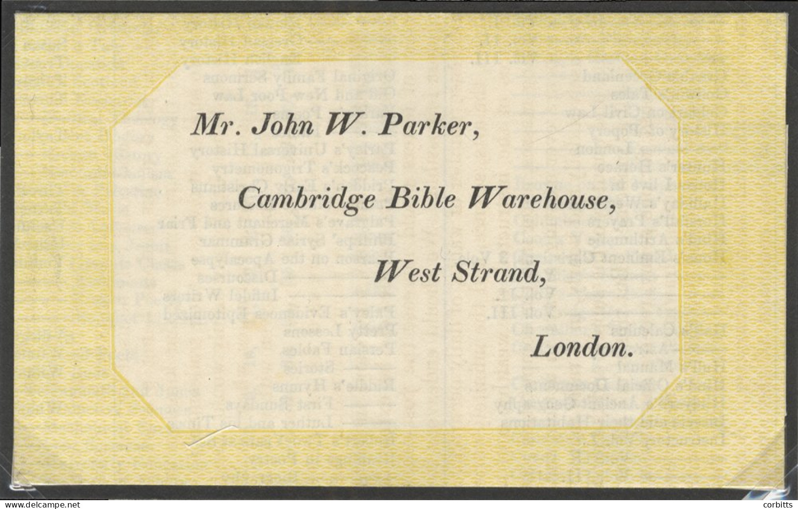 POSTAL REFORM & TREASURY COMPETITION 1838 John W. Parker Letter Sheet, Superb Example Of The 'Cambridge Bible Warehouse' - Sonstige & Ohne Zuordnung