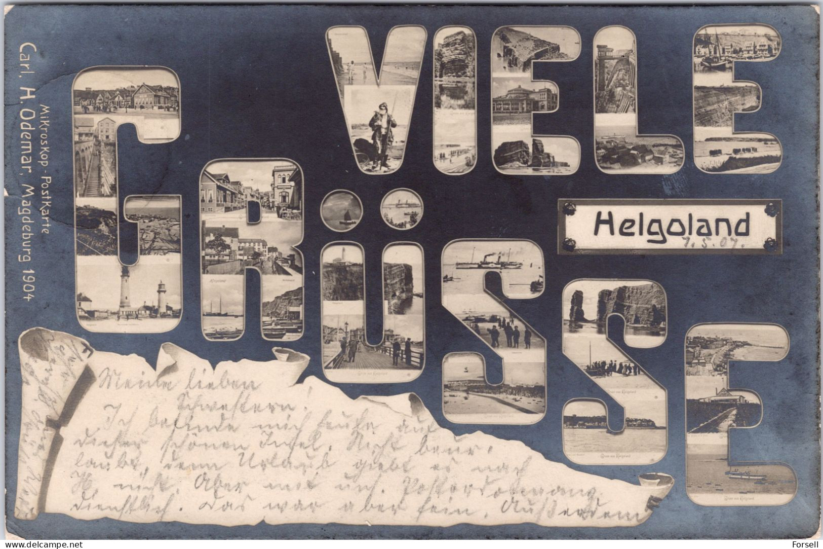 Viele Grüsse , Helgoland  (Stempel: Helgoland 1907 - Helgoland