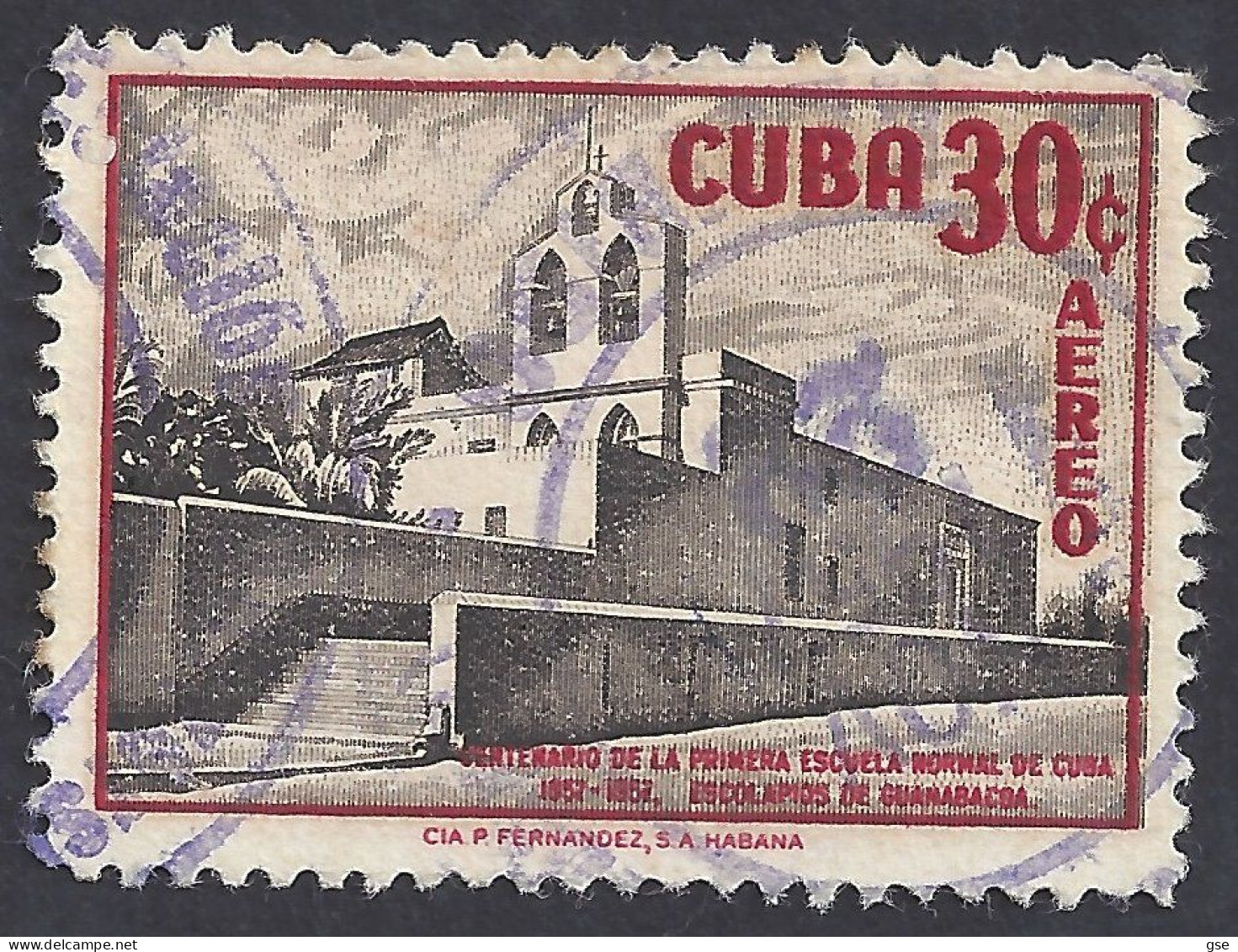 CUBA 1957 - Yvert A174° - Scuola | - Airmail
