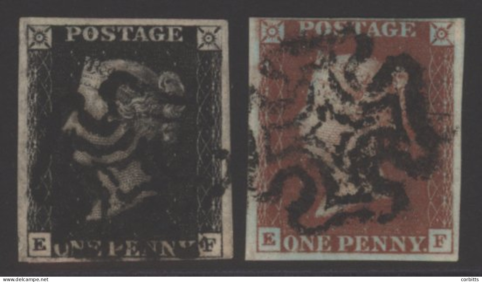 Plate 8 EF, Four Good Margins, Tiny Corner Crease, Cancelled Black MC, Matched With Red Printing, Four Margins. (2) - Autres & Non Classés