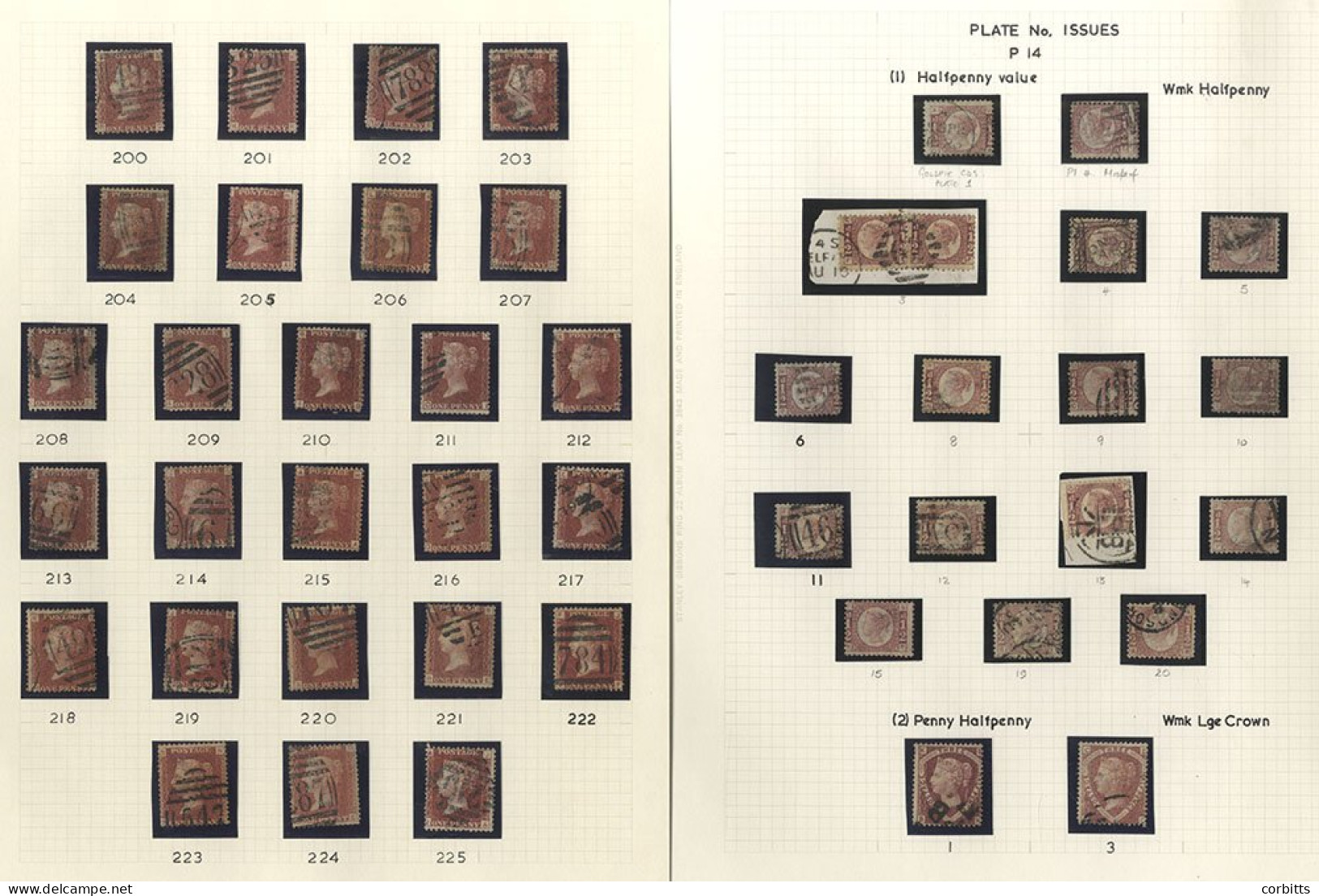 1864-70 Good To FU Range In Leaves From 1864 1d Red Plate Numbers (SG.43/4) A Complete Set Of Plates (less 77) Good To F - Sonstige & Ohne Zuordnung