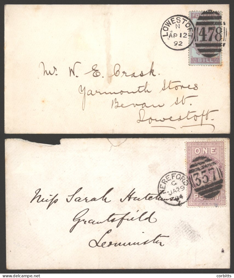 1884 Envelope From Hereford To Leominster Franked 1d Lilac Judicature Fee Revenue Stamp Tied By Hereford '357' Duplex Fo - Autres & Non Classés