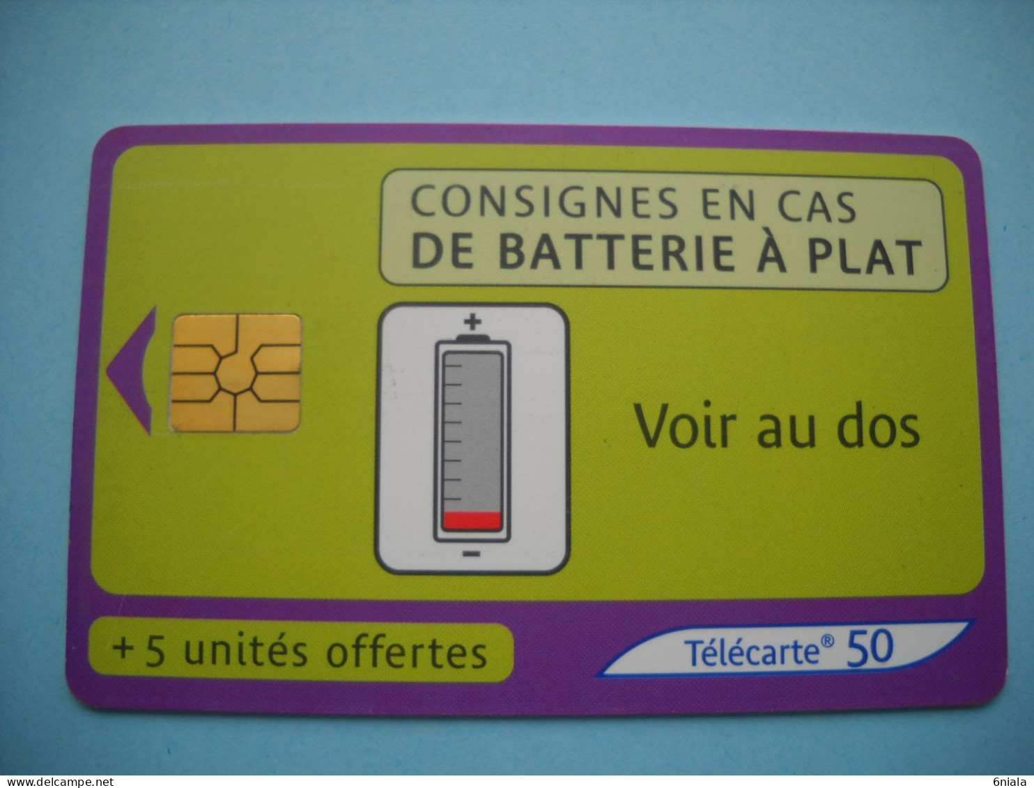 7678 Télécarte Collection CONSIGNE EN CAS DE BATTERIE à Plat   50 U Plus 5 U  ( Recto Verso)  Carte Téléphonique - 2001