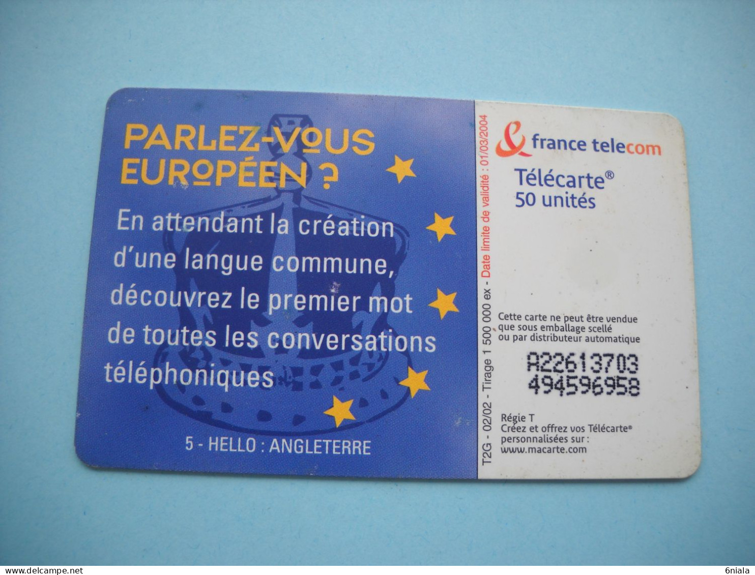 7680 Télécarte Collection  HELLO PARLEZ VOUS EUROPEEN Carte Téléphone  ( 2 Scans )  Carte Téléphonique - 2002