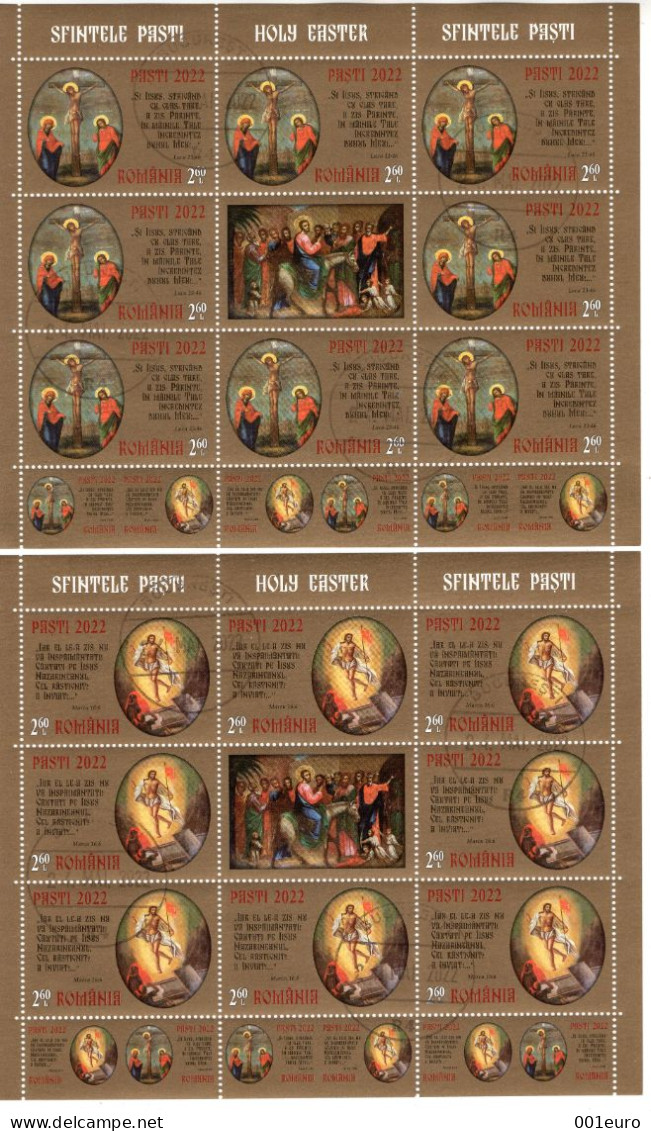 ROMANIA 2022: HOLY EASTER, 2 Used Small Sheets - Registered Shipping! - Gebraucht