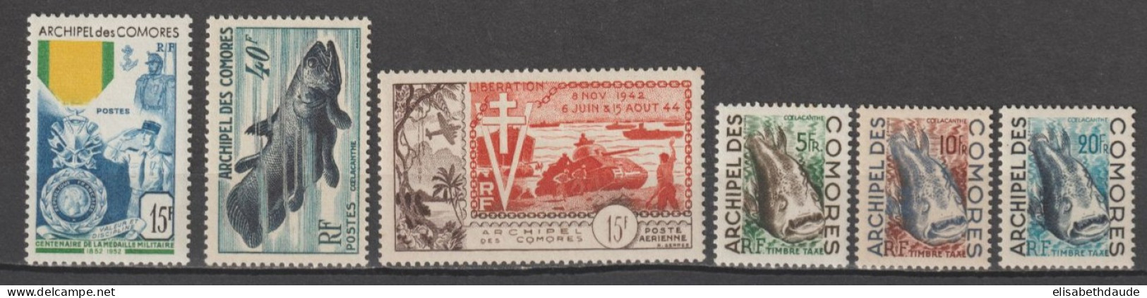 COMORES - 1952/1954 - ANNEES COMPLETES Avec POSTE AERIENNE +TAXE - YVERT N°12/13 + A4 * MLH  - COTE Pour * = 135.5 EUR. - Ongebruikt