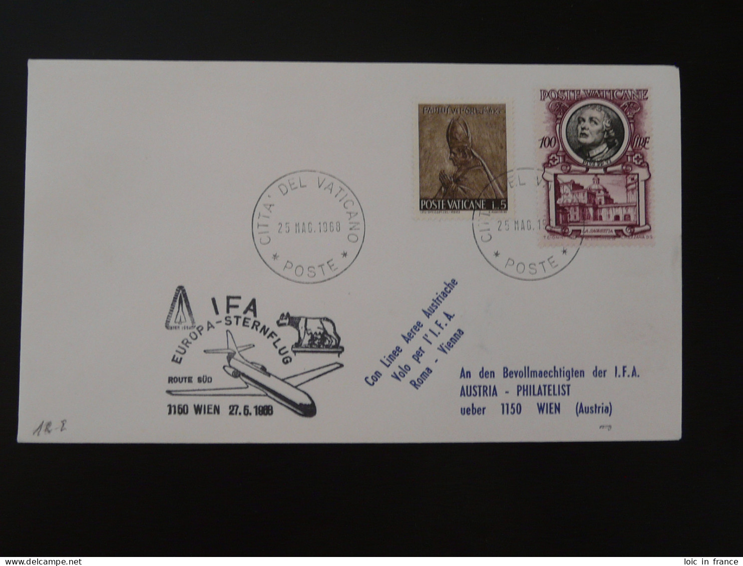 Lettre Vol Special Flight Cover Wien Roma IFA 1968 - Lettres & Documents