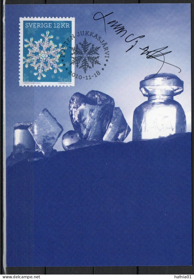 Lars Sjööblom. Sweden 2010. Snow Crystals.Michel 2787, 2788, 2789 Maxi Cards. Signed. - Tarjetas – Máxima