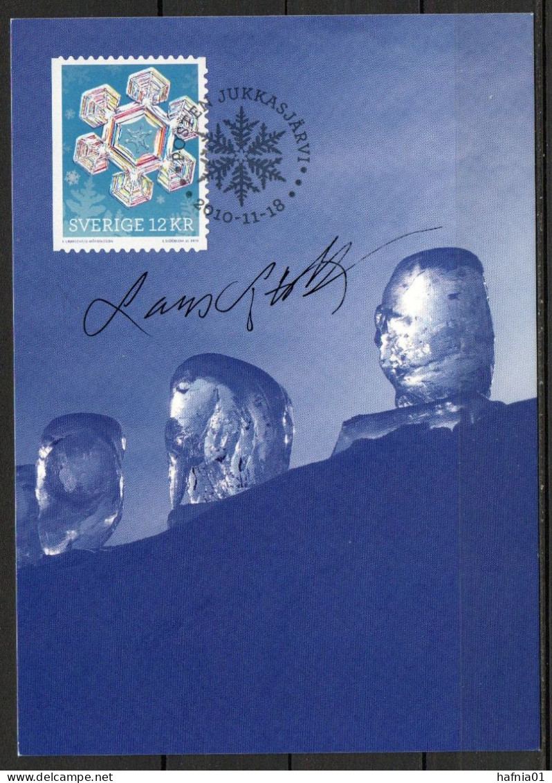 Lars Sjööblom. Sweden 2010. Snow Crystals.Michel 2787, 2788, 2789 Maxi Cards. Signed. - Maximumkarten (MC)