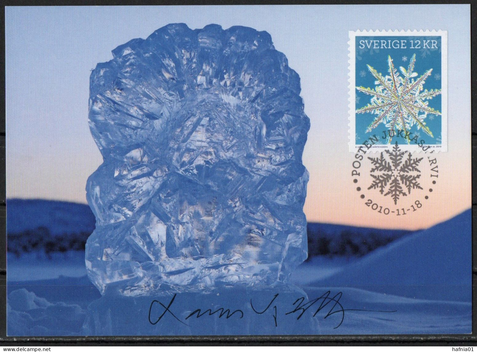 Lars Sjööblom. Sweden 2010. Snow Crystals.Michel 2787, 2788, 2789 Maxi Cards. Signed. - Tarjetas – Máxima
