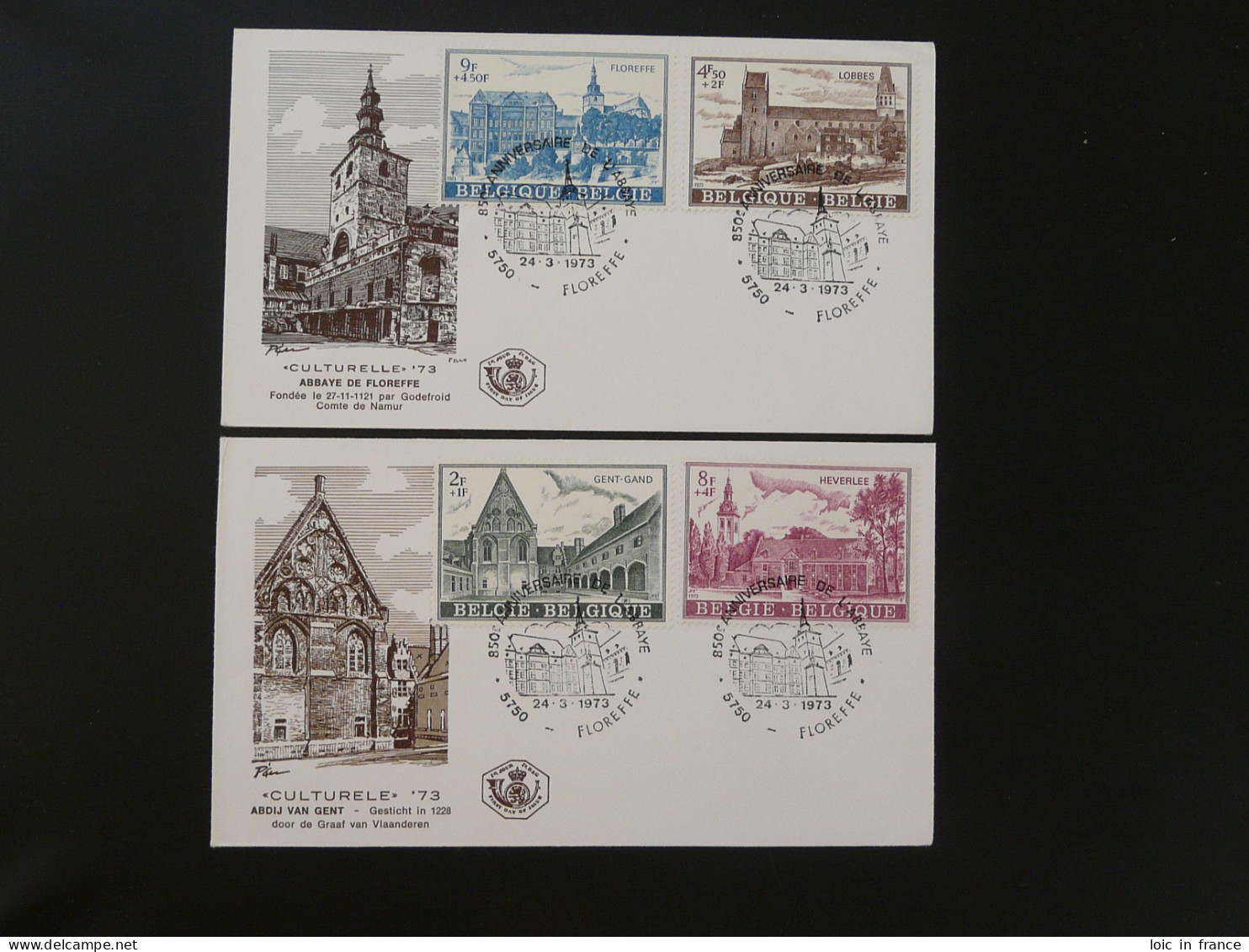 FDC (x2) Abbaye De Floreffe Belgique 1973 - Abdijen En Kloosters