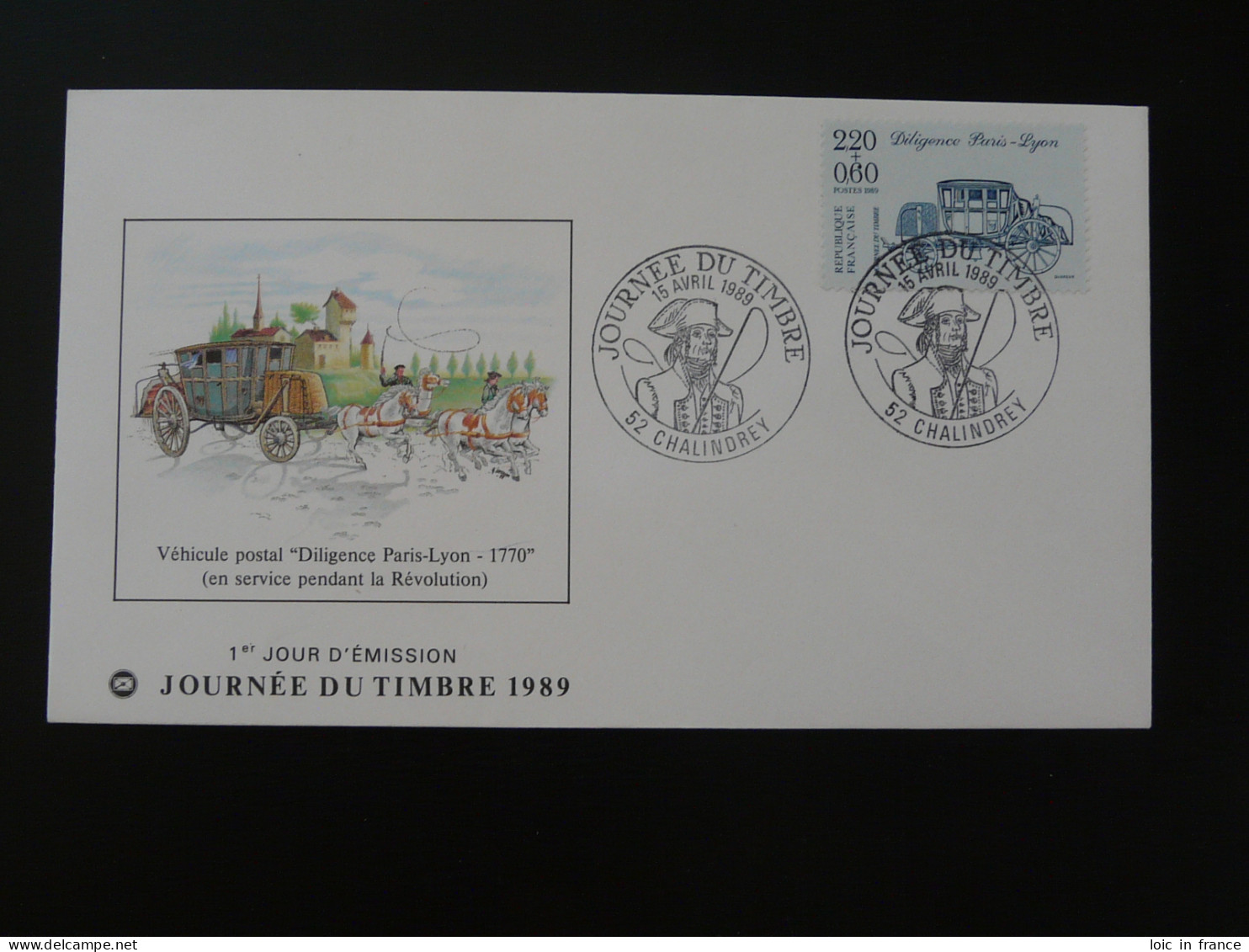 FDC Diligence Postal History Journée Du Timbre Chalindrey 52 Haute Marne 1989 - Stage-Coaches