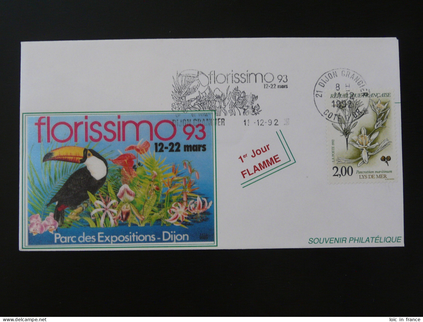 Lettre Cover Oiseau Toucan Bird Flamme Dijon 21 Cote D'Or 1992 - Parrots