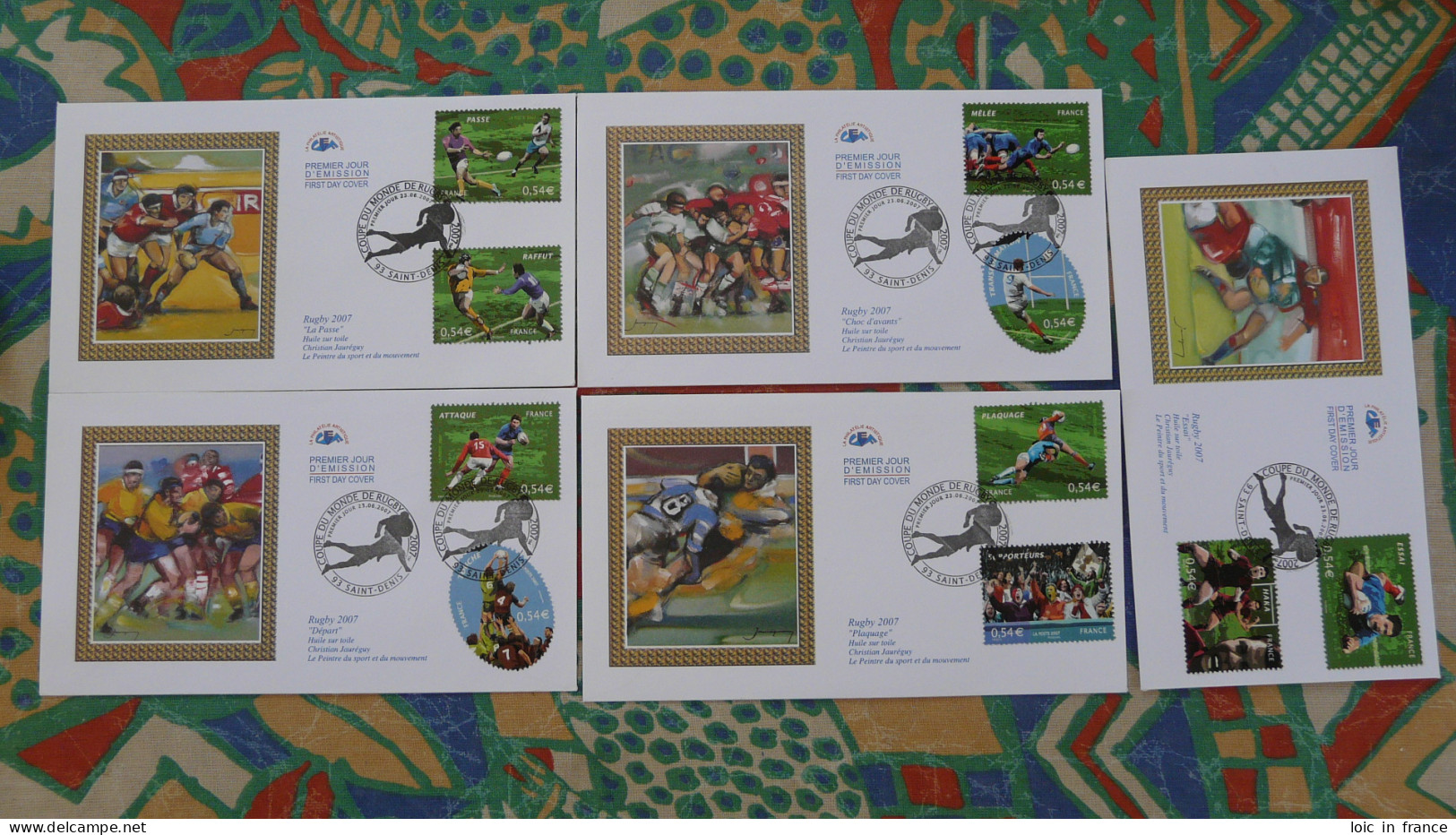 Série De 5 Set Of 5 FDC Coupe Du Monde Rugby World Cup France 2007 - Rugby