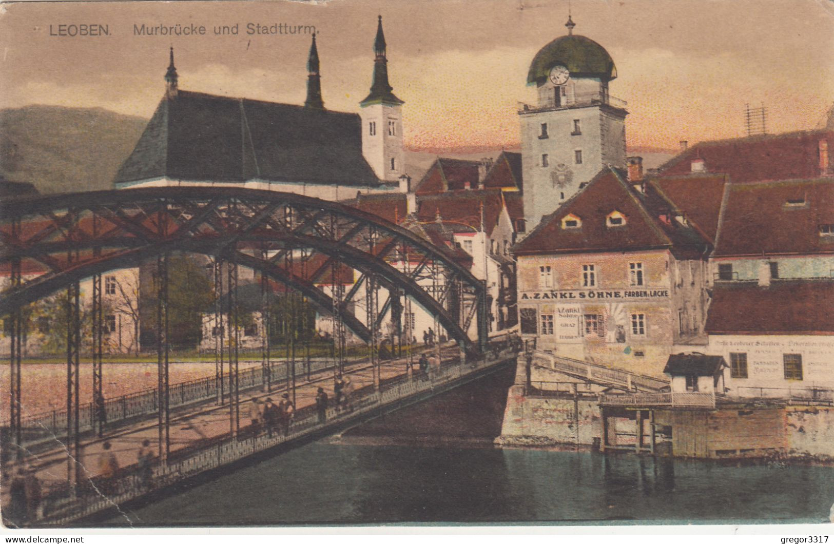 E4042) LEOBEN - Steiermark - Murbrücke U. Stadtturm ALT! 1923 - Leoben