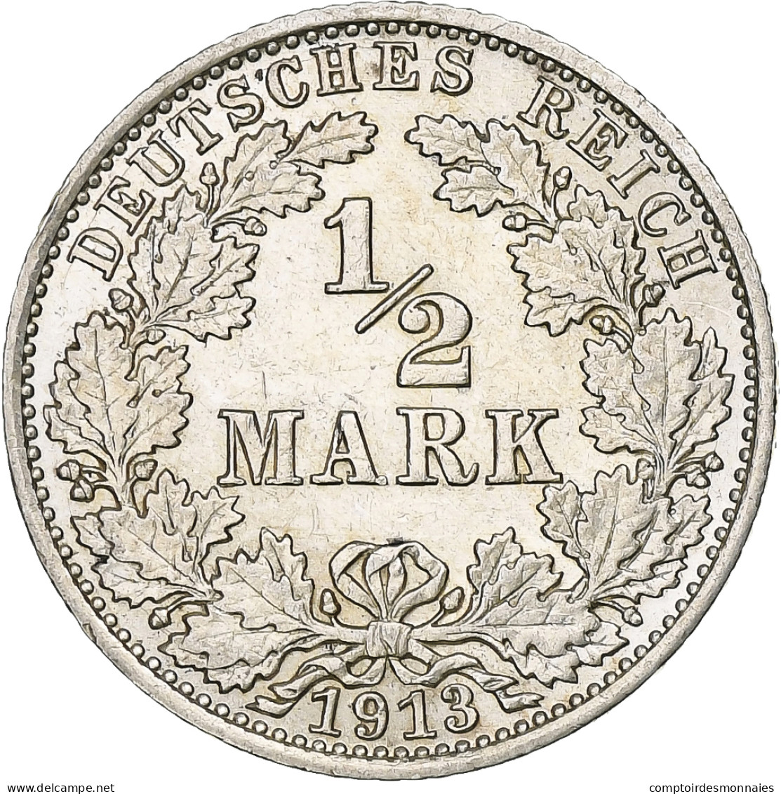 Empire Allemand, 1/2 Mark, 1913, Berlin, Argent, TTB+, KM:17 - 1/2 Mark