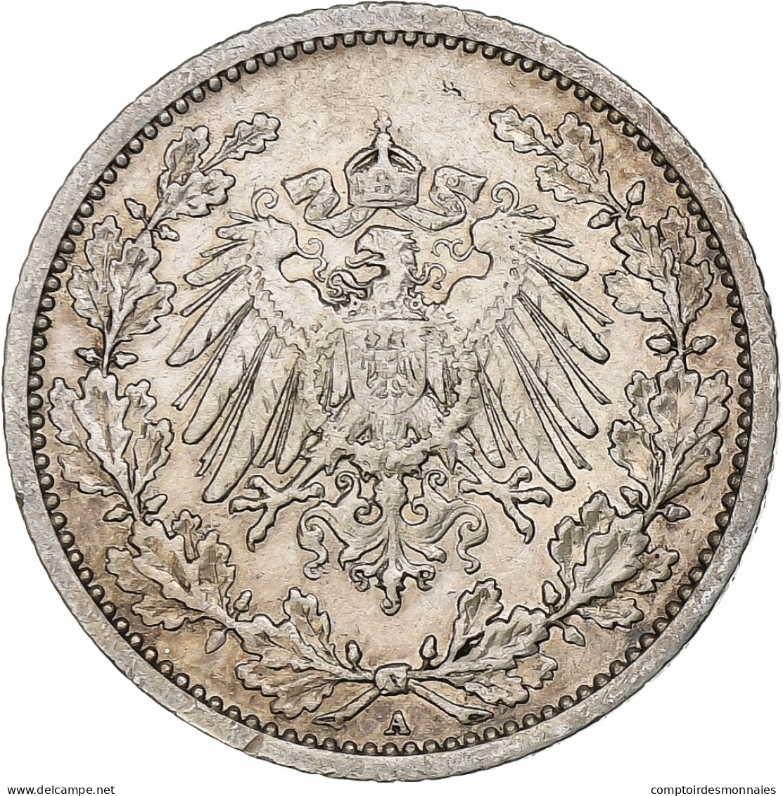 GERMANY - EMPIRE, 1/2 Mark, 1911, Berlin, TB+, Argent, KM:17 - 1/2 Mark