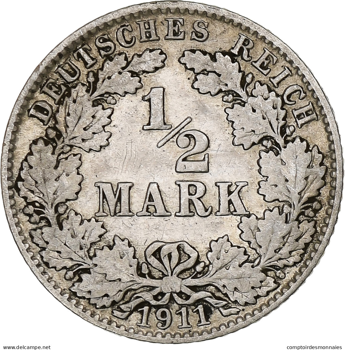 Empire Allemand, 1/2 Mark, 1911, Hambourg, Argent, TTB, KM:17 - 1/2 Mark