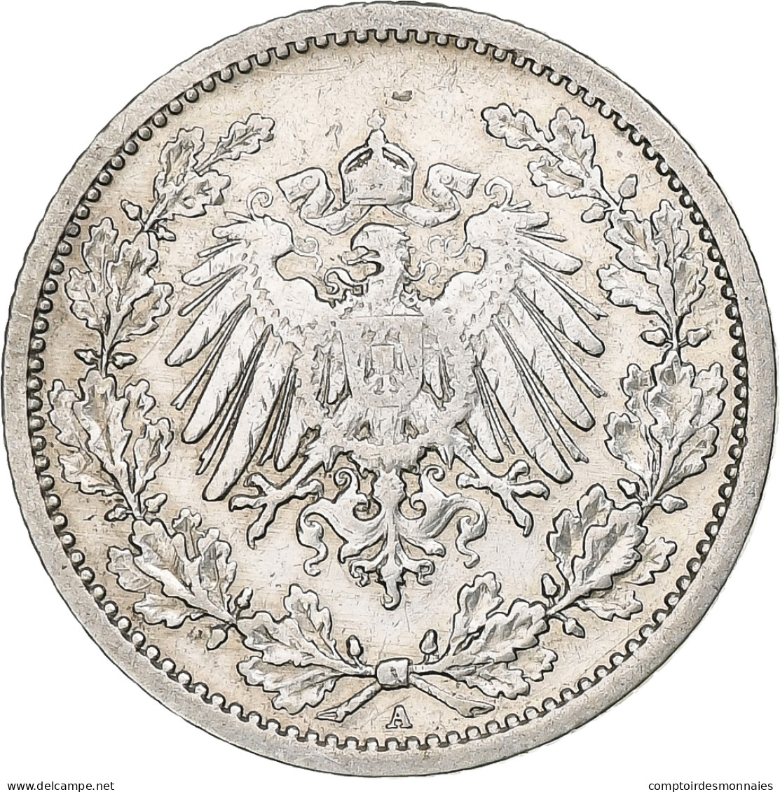 Empire Allemand, 1/2 Mark, 1909, Berlin, Argent, TTB, KM:17 - 1/2 Mark