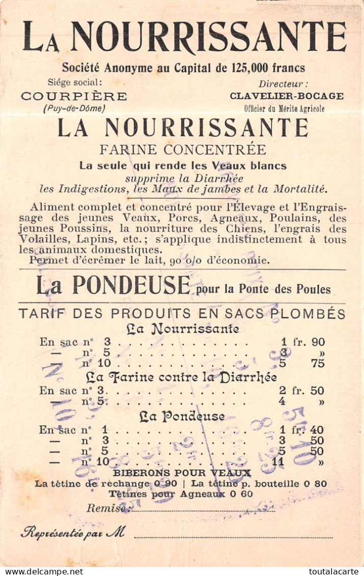 CARTE PUBLICITAIRE  63 COURPIERE LA NOURRISSANTE ET LA PONDEUSE - Courpiere