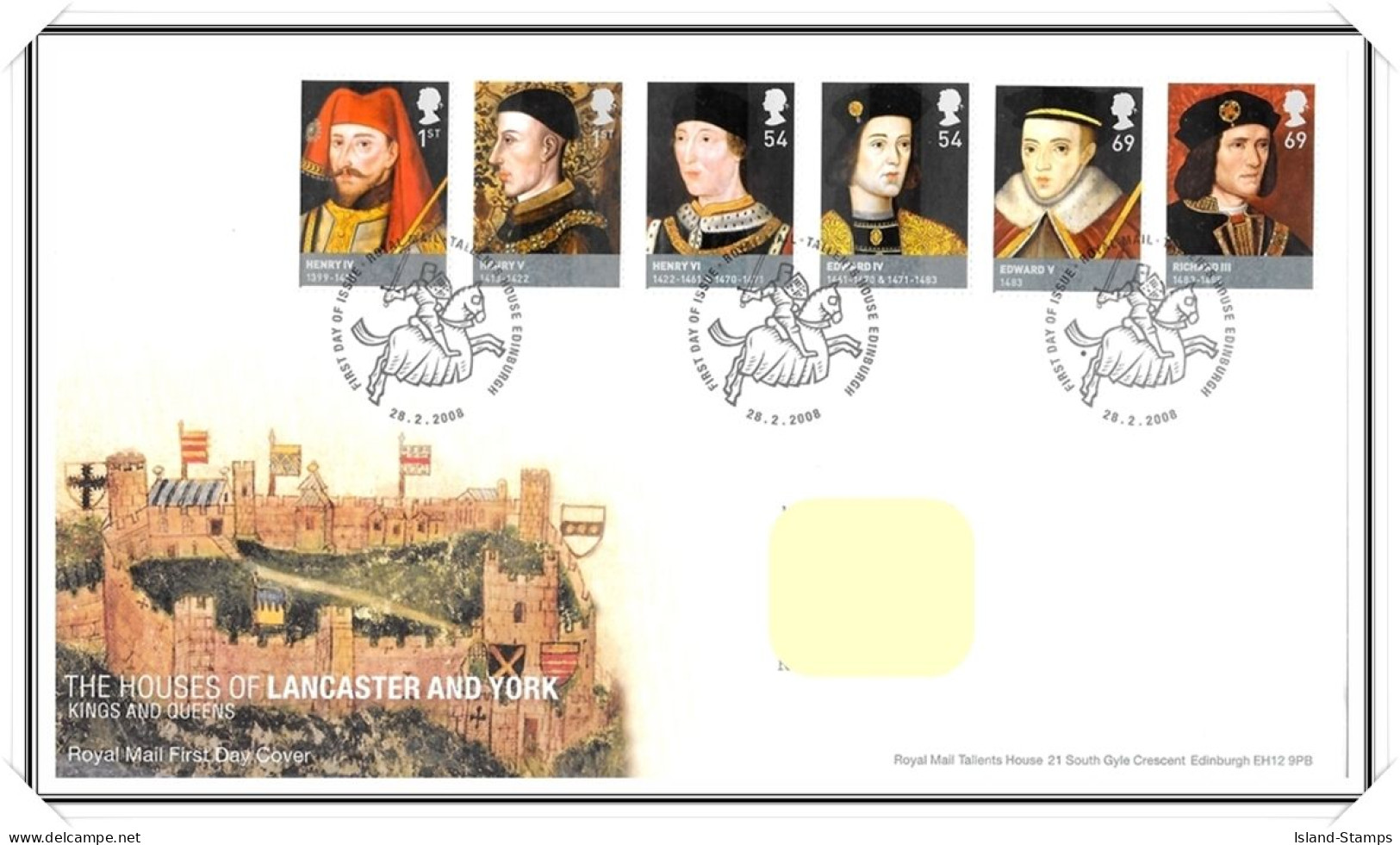 2008 GB FDC - Houses Of Lancaster & York - Typed Address - 2001-2010 Decimal Issues