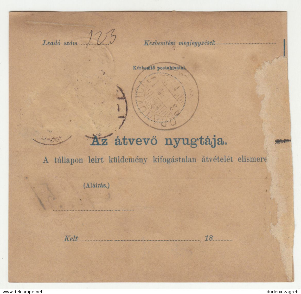 Hungary Parcel Card 1893 Szegszárd To Orahovica B240205 - Pacchi Postali