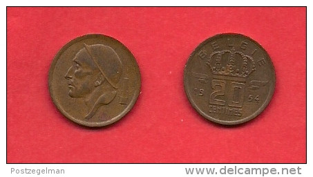 BELGIUM, 1954-1960, Circulated Coin, 20 Centimes,Dutch Km147.1, C1669 - 20 Centimes