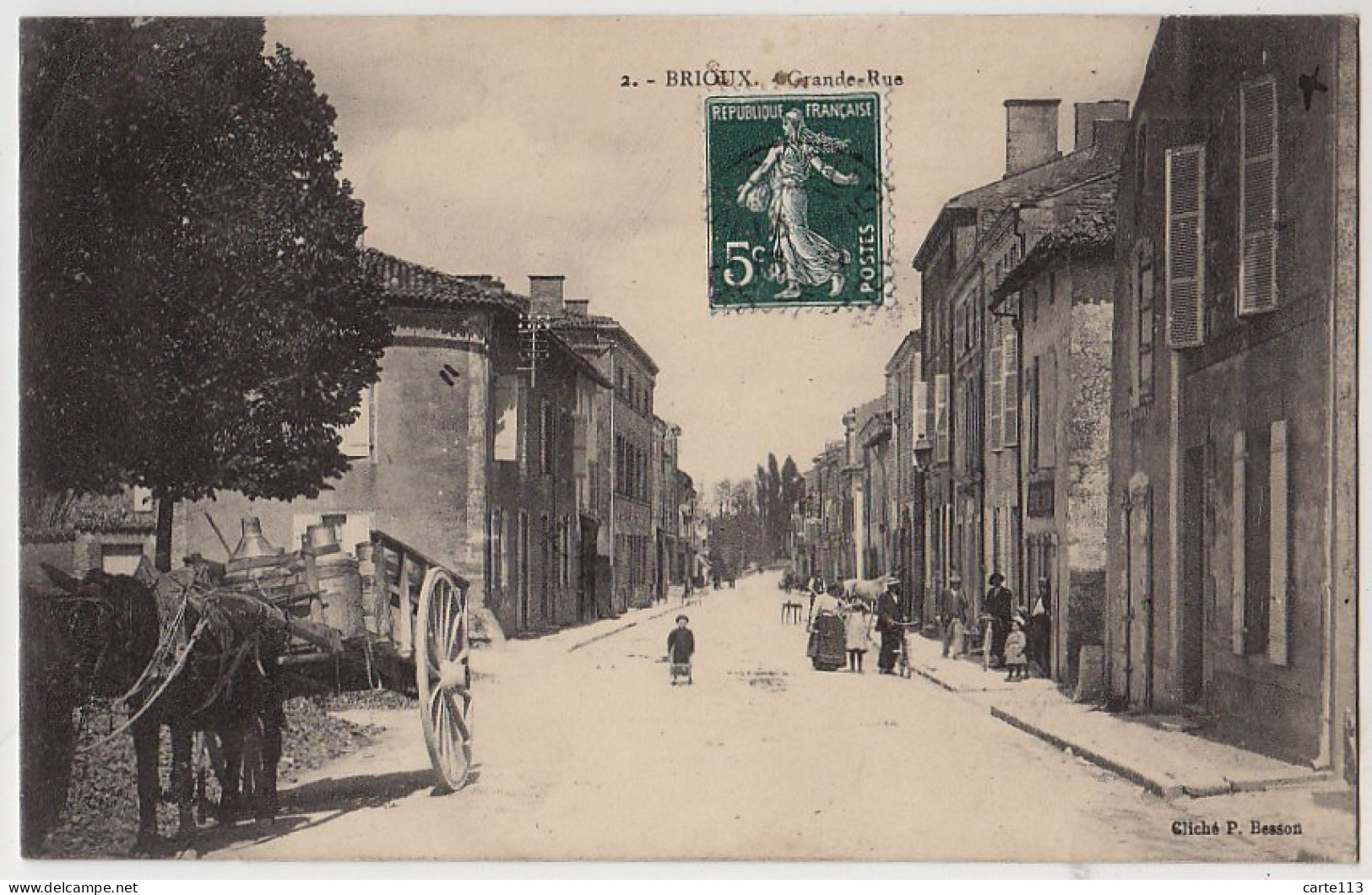 79 - B17985CPA - BRIOUX - Grande Rue, Attelage De Bidons De Lait - Très Bon état - DEUX-SEVRES - Brioux Sur Boutonne