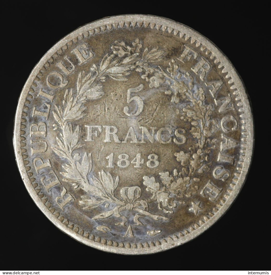  France, , 5 Francs, 1848, Paris, Argent (Silver), TTB (EF),
KM#756.1, G.683, F.326/1 - 5 Francs