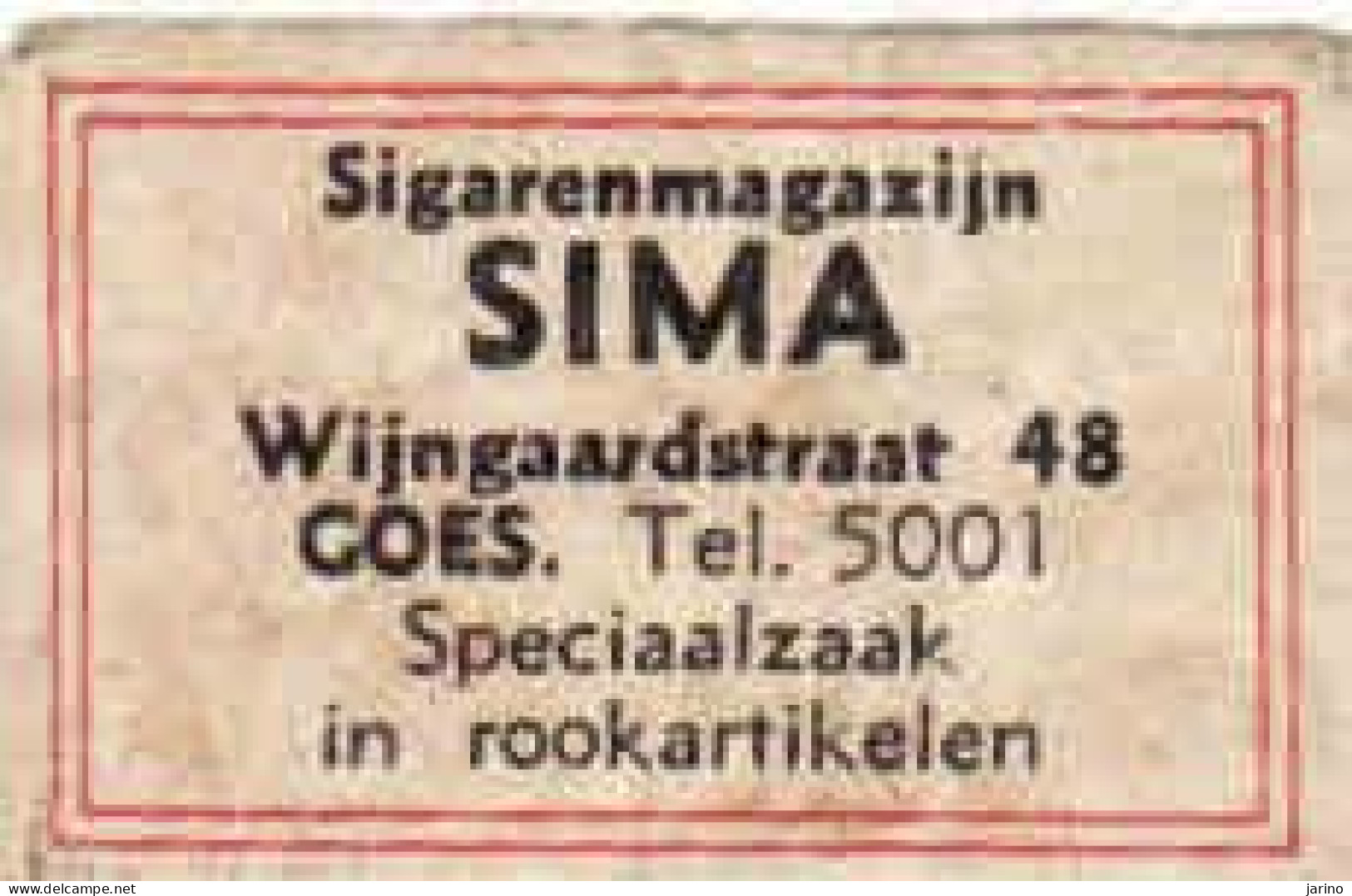 Dutch Matchbox Label, GOES - Zeeland, Sigarenmagazijn SIMA, Speciaalzaak In Rookartikelen, Holland, Netherlands - Boites D'allumettes - Etiquettes