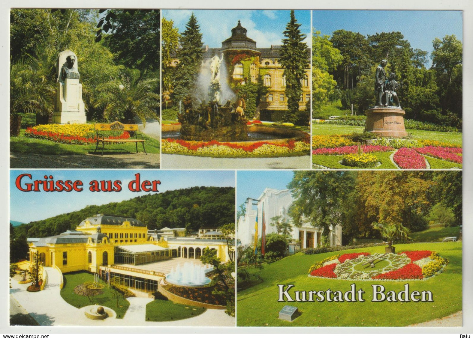 MBK Grüsse Aus Der Kurstadt Baden Lanner/Strauss Denkmal, Spielcasino Etc. 3 Scans, Postalisch Gelaufen - Baden Bei Wien