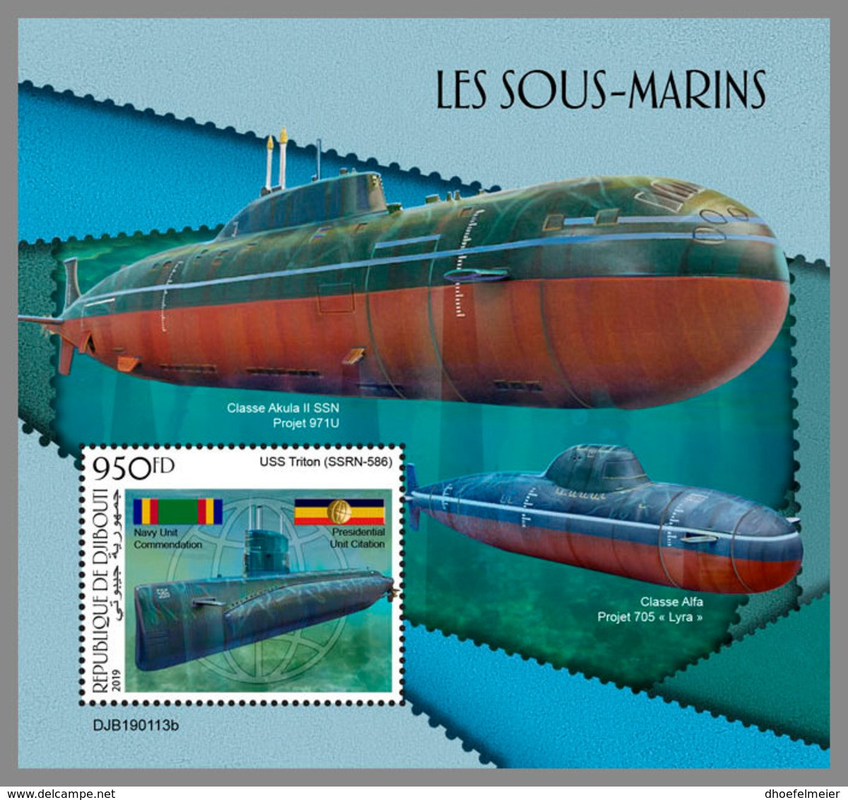 DJIBOUTI 2019 MNH Submarines U-Boote Sous-marins S/S - OFFICIAL ISSUE - DH1914 - Duikboten