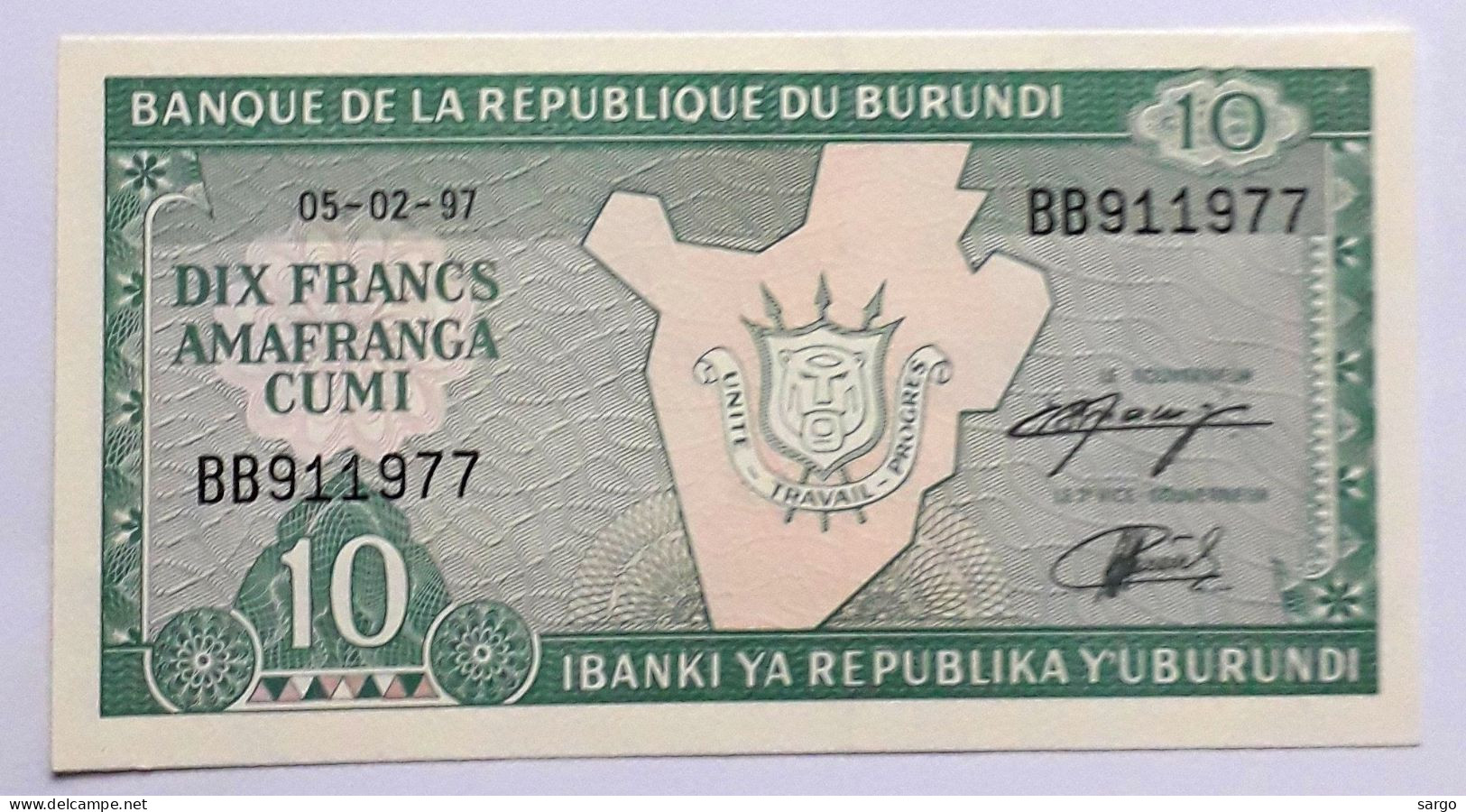 BURUNDI - 10 FRANCS - P 33 -  (1997) - UNC - -BANKNOTES - PAPER MONEY - CARTAMONETA - - Burundi