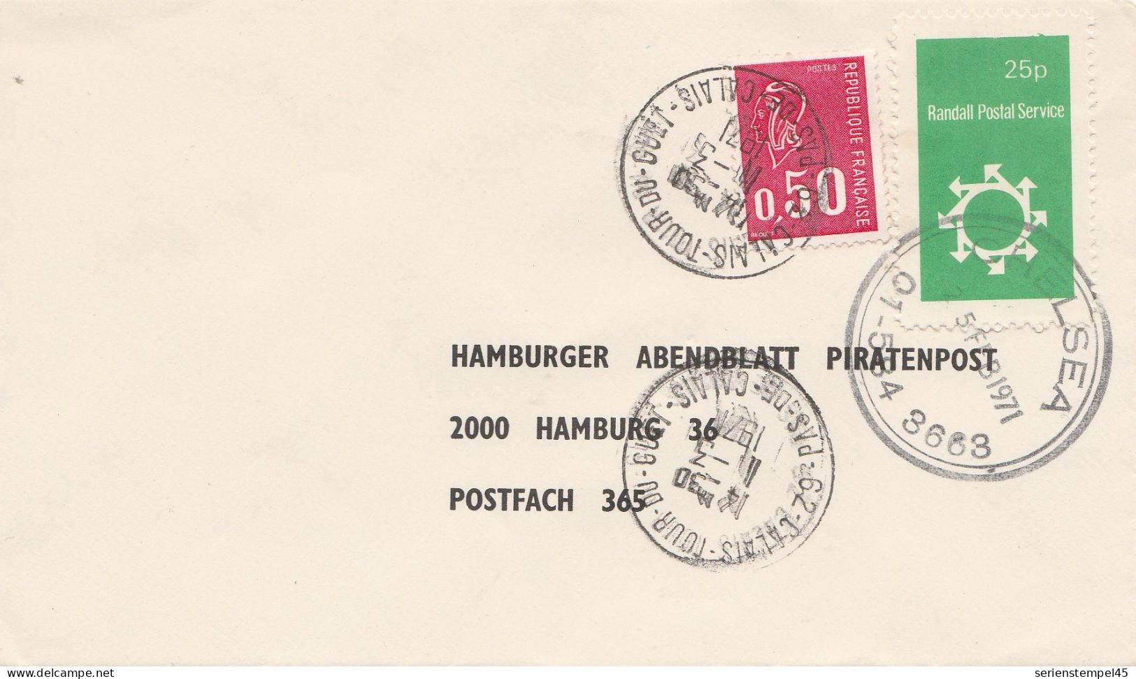 Frankreich 1971 Streikmarken Nach Hamburg Hamburger Abendblatt Piratenpost Randall Postal Service - Documenten