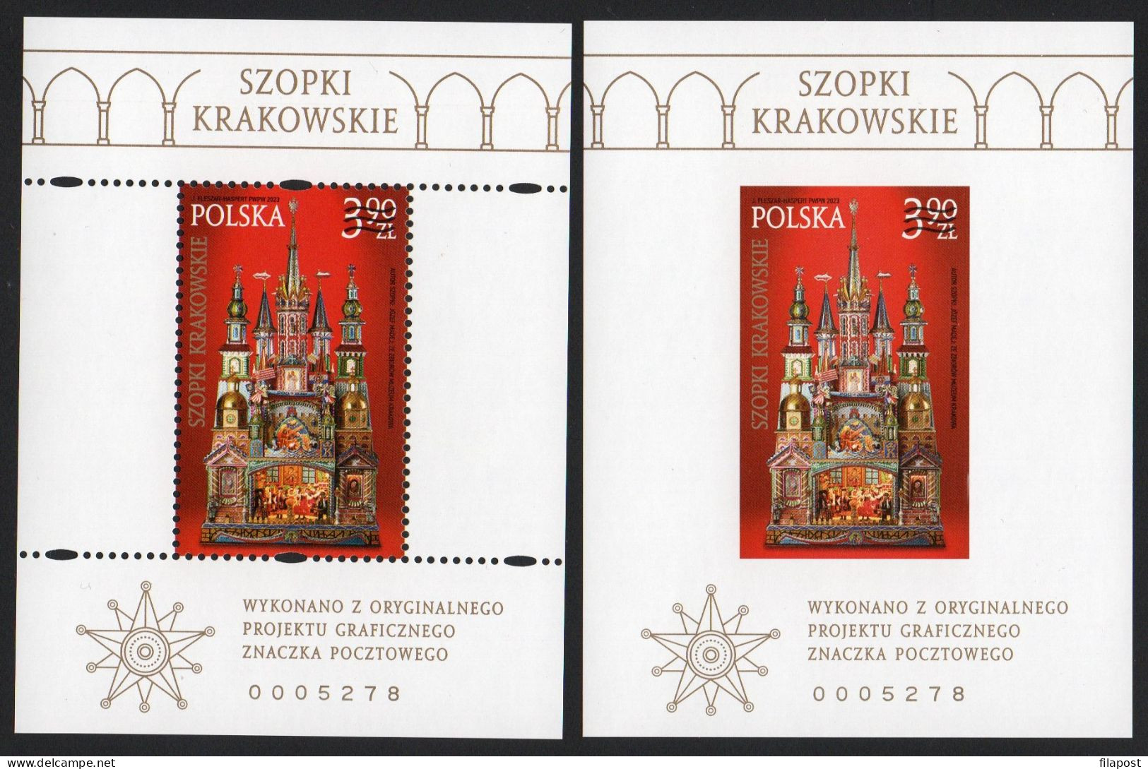 Poland 2024 Unique Pair Of Blocks - Christmas Cracovian Cribs, Newly Printed From Original Production Materials  MNH** - Cristianismo