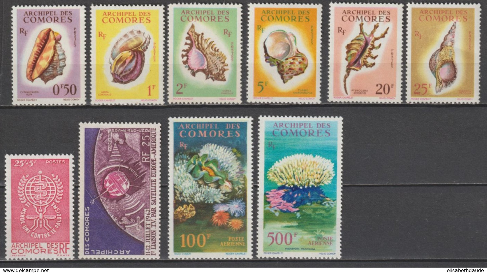 COMORES - 1962 - ANNEE COMPLETE Avec POSTE AERIENNE - YVERT N°19/25 + A5/7 ** MNH  - COTE = 110.5 EUR. - Unused Stamps