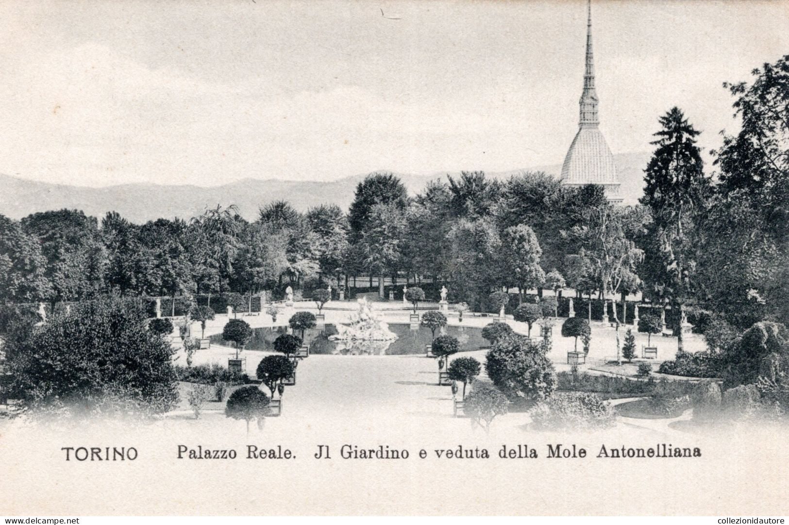 TORINO - PALAZZO REALE - IL GIARDINO E VEDUTA DELLA MOLE ANTONELLIANA - CARTOLINA FP NON SPEDITA DEL PRIMO 900 - Palazzo Reale